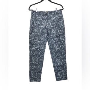 Talbots Petites‎ Women's Paisley Pants Size 6P Turquoise Blue Stretch Cotton.
